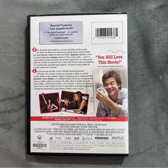 The Switch DVD - Jennifer Aniston, Jason Bateman - Picture 3 of 3